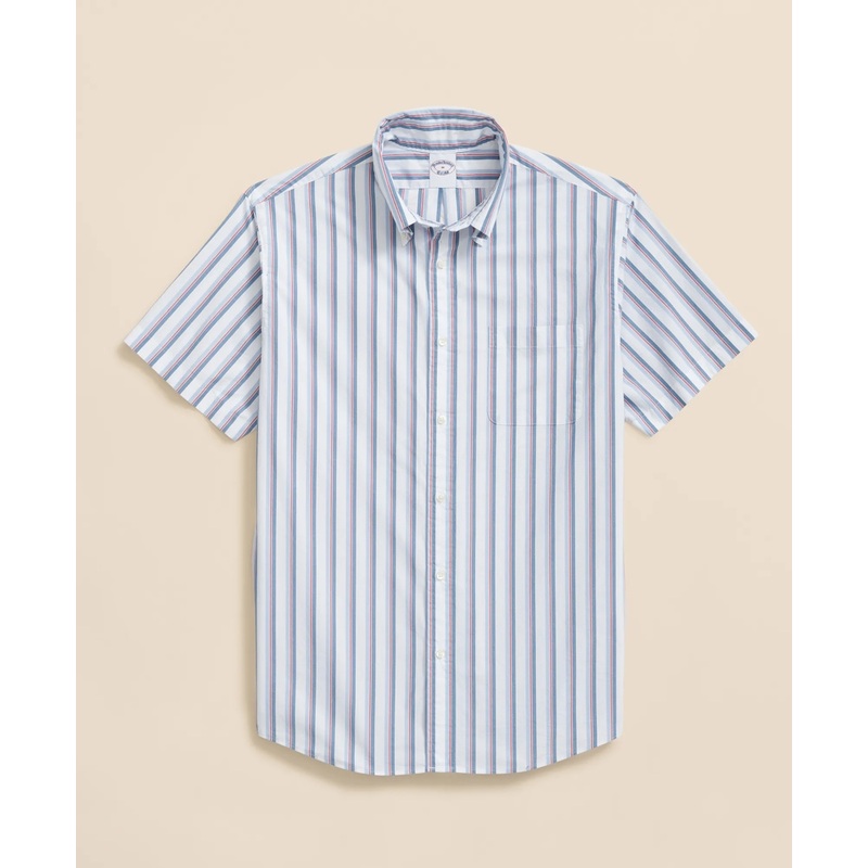 Friday Shirt, Poplin Short-Sleeve Ribbon Stripe