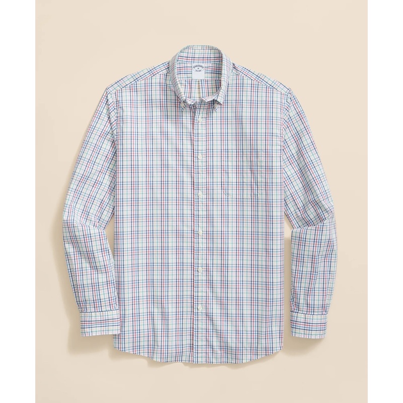 Performance Series Stretch Polo Button-Down Collar, Windowpane Sport Shirt