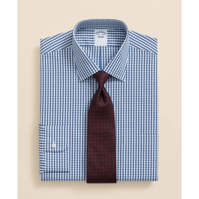 Pure Supima Cotton Regular-Finish Ainsley Collar, Check Dress Shirt