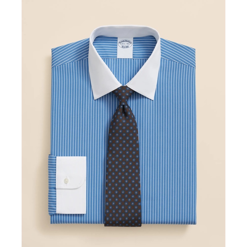 Pure Supima Cotton Regular-Finish Ainsley Collar, Ground Stripe Dress Shirt