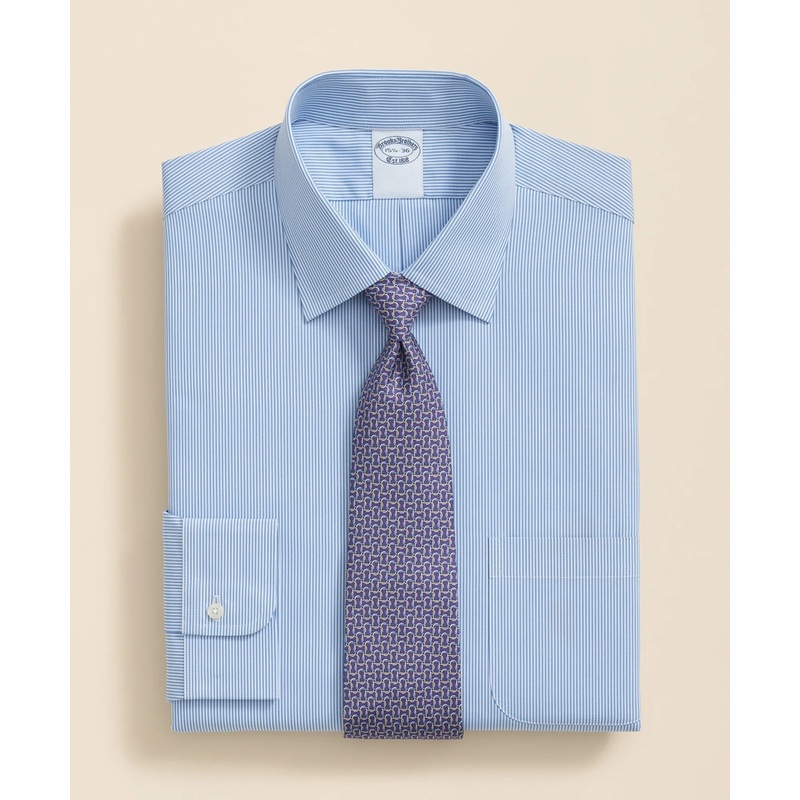 Pure Supima Cotton Regular-Finish Ainsley Collar, Mini Stripe Dress Shirt