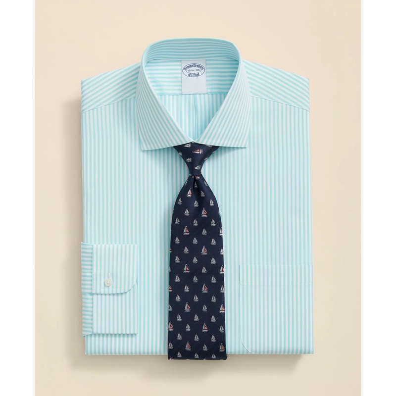 Pure Supima Cotton Regular-Finish, English Spread Collar Striped Dress Shirt