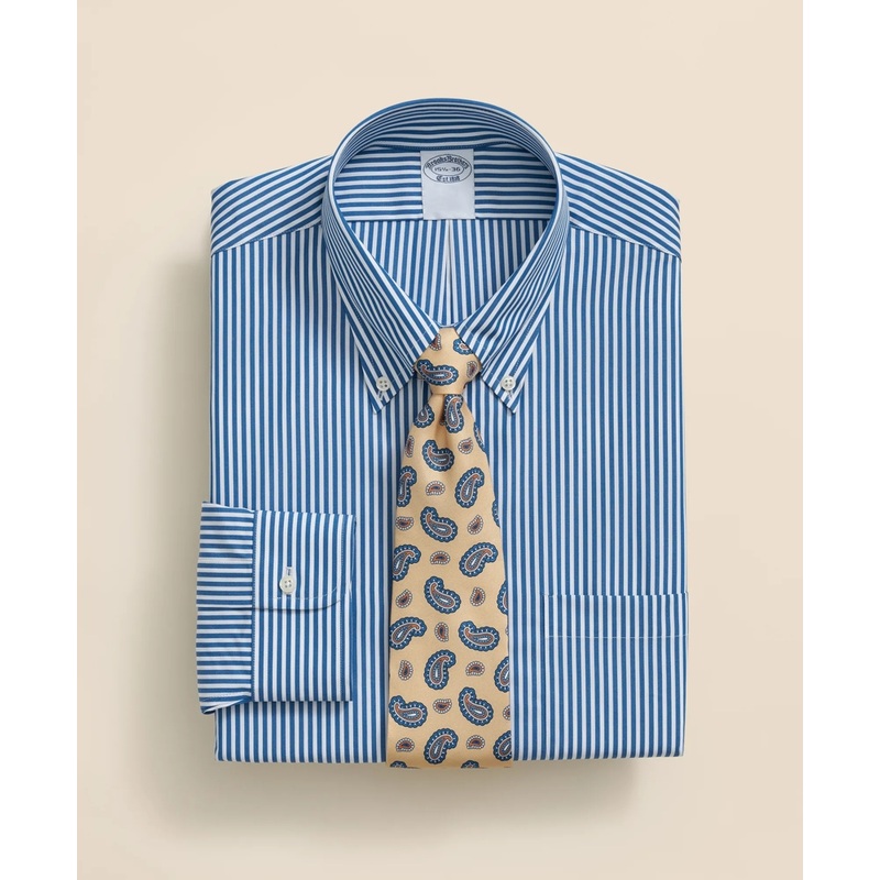 Pure Supima Cotton Regular-Finish Polo Button Down Collar, Candy Stripe Dress Shirt