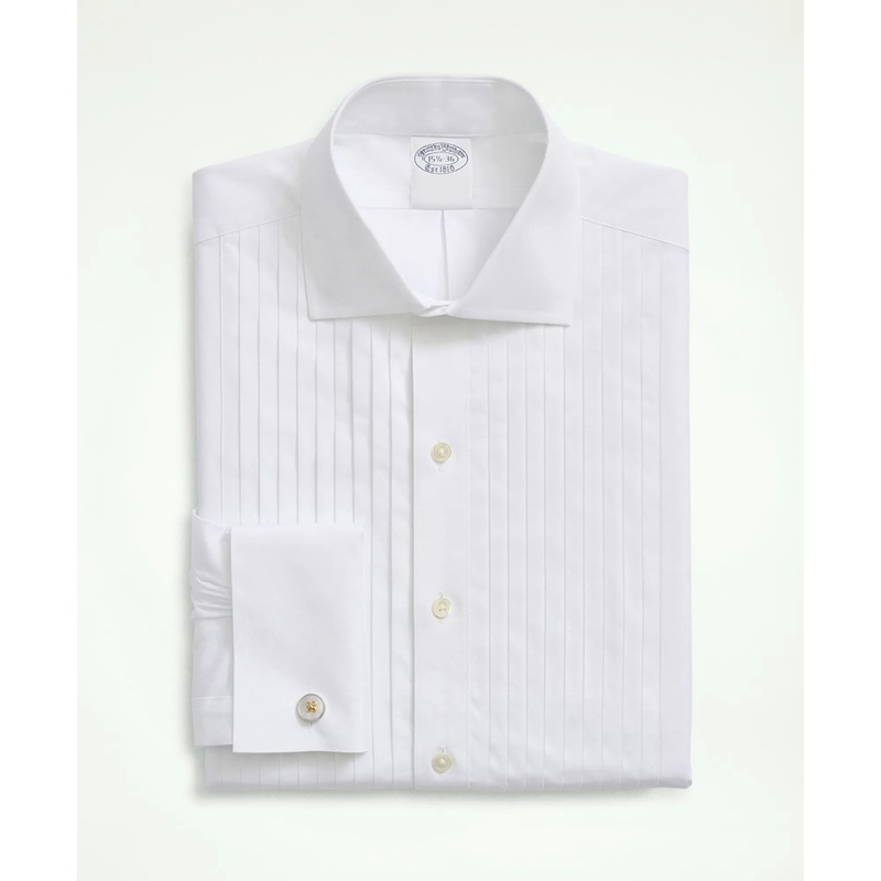 Stretch Cotton Broadcloth English Collar, 10-Pleat Tuxedo Shirt