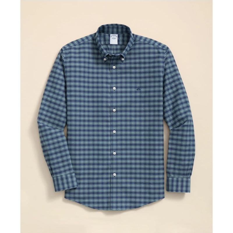 Stretch Non-Iron Oxford Button-Down Collar, Check Shirt