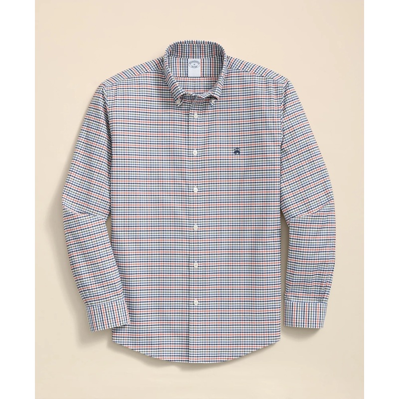 Stretch Non-Iron Oxford Button-Down Collar, Multi-Check Shirt