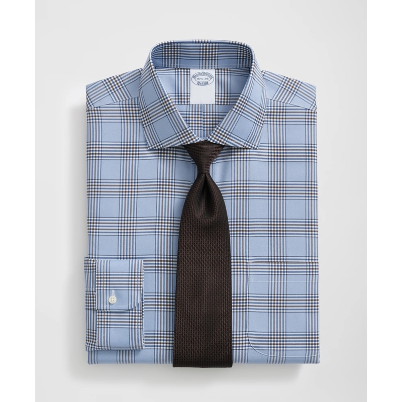 Stretch Supima Cotton Non-Iron English Spread Collar, Bold Plaid Dress Shirt