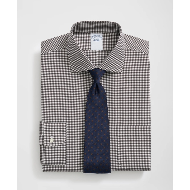 Stretch Supima Cotton Non-Iron English Spread Collar, Gingham Dress Shirt