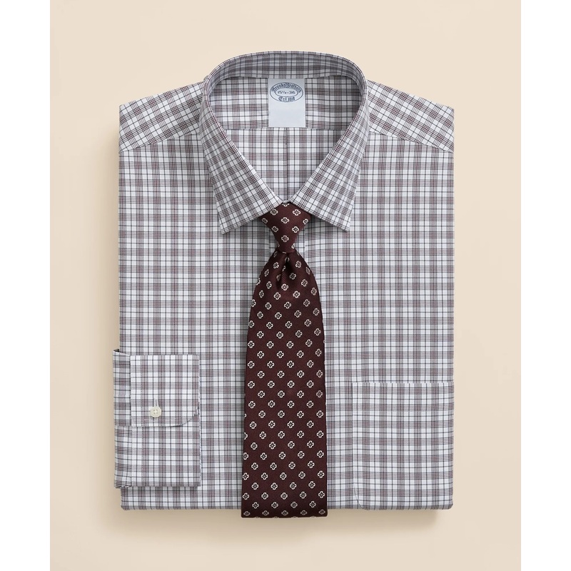 Stretch Supima Cotton Non-Iron Pinpoint Oxford Ainsley Collar, Check Dress Shirt