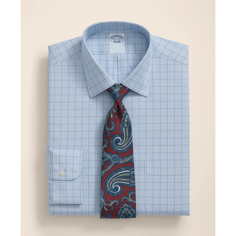 Stretch Supima Cotton Non-Iron Pinpoint Oxford Ainsley Collar, Ground Check Dress Shirt