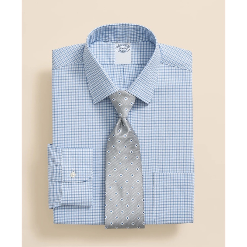 Stretch Supima Cotton Non-Iron Royal Oxford Ainsley Collar, Checked Dress Shirt