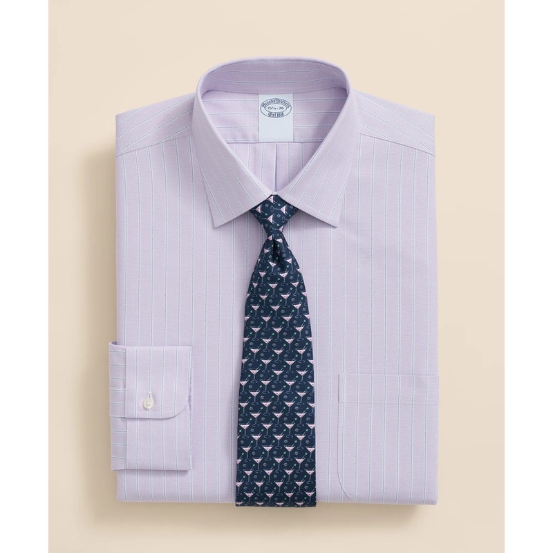 Stretch Supima Cotton Non-Iron Royal Oxford Ainsley Collar, Striped Dress Shirt