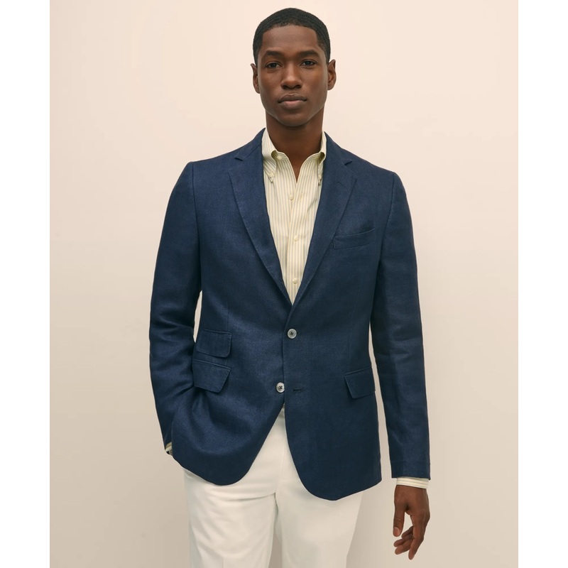 Classic Fit Linen Sport Coat in Herringbone