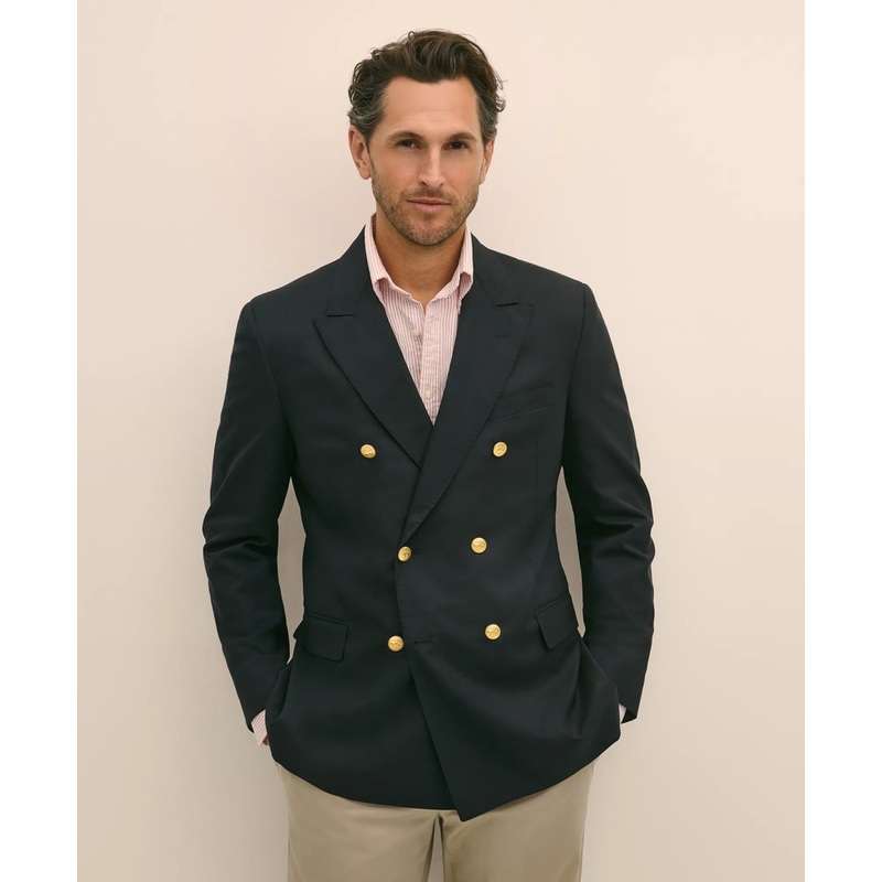 Classic Fit Stretch Wool Double-Breasted 1818 Blazer