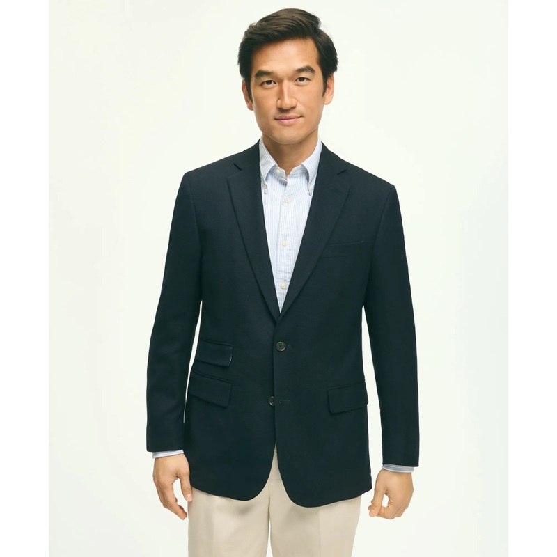Classic Fit Stretch Wool Hopsack Blazer