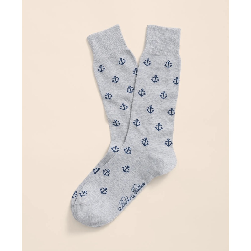 Cotton Blend Anchor Motif Socks