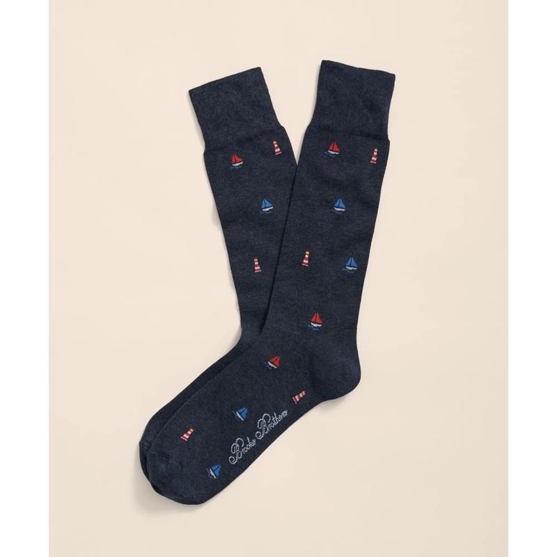Cotton Blend Nautical Motif Socks