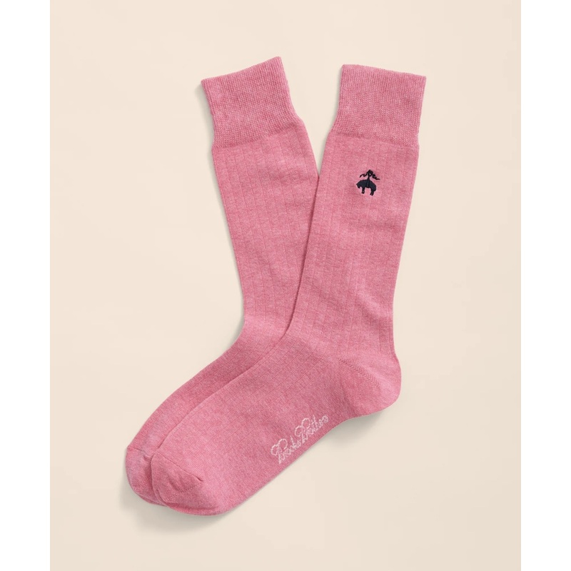 Cotton Blend Ribbed Socks with Embroidered Golden Fleece