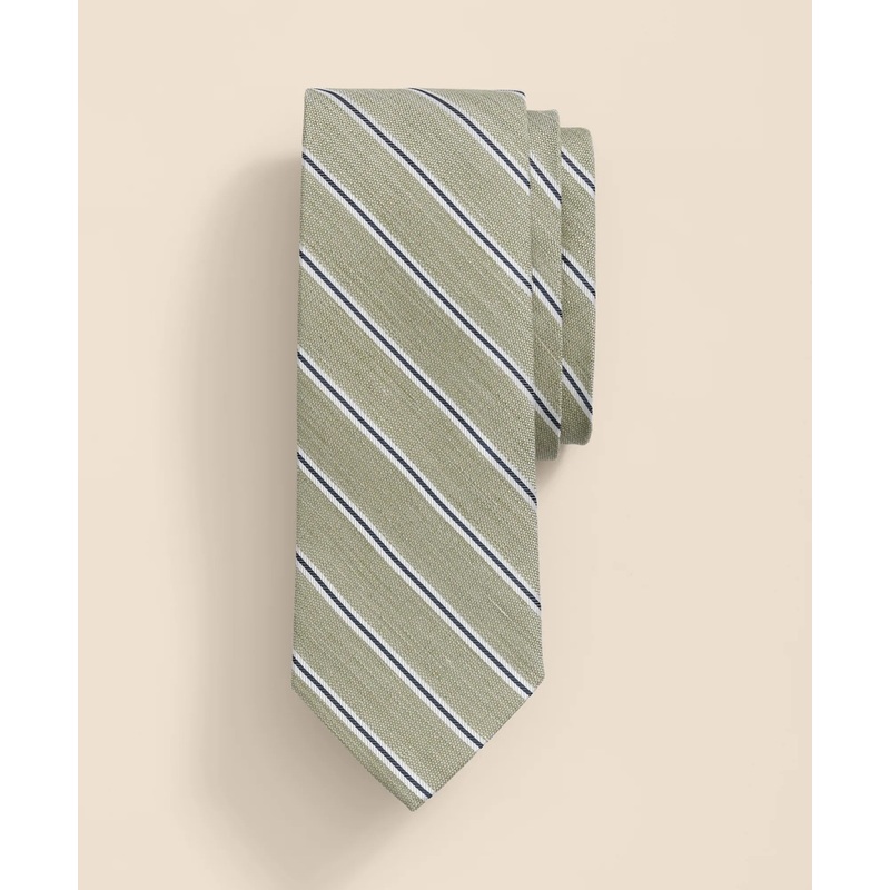 Silk-Linen-Cotton Twill-Stripe Tie