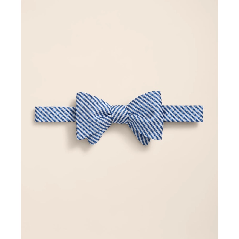 Silk Seersucker Stripe Bow Tie