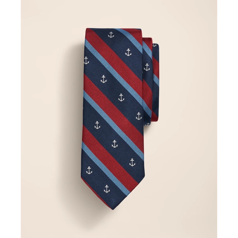 Silk Striped Anchor Tie