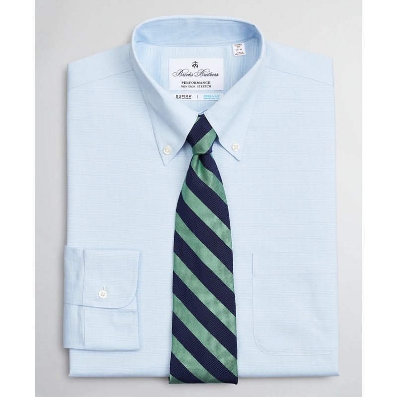 Soho Extra-Slim Fit Dress Shirt, Performance Non-Iron with COOLMAX, Button-Down Collar Twill Check