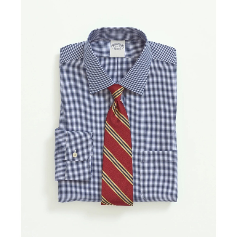 Stretch Supima Cotton Non-Iron Pinpoint Oxford Ainsley Collar, Gingham Dress Shirt