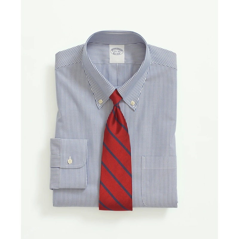 Stretch Supima Cotton Non-Iron Pinpoint Oxford Button-Down Collar, Candy Stripe Dress Shirt
