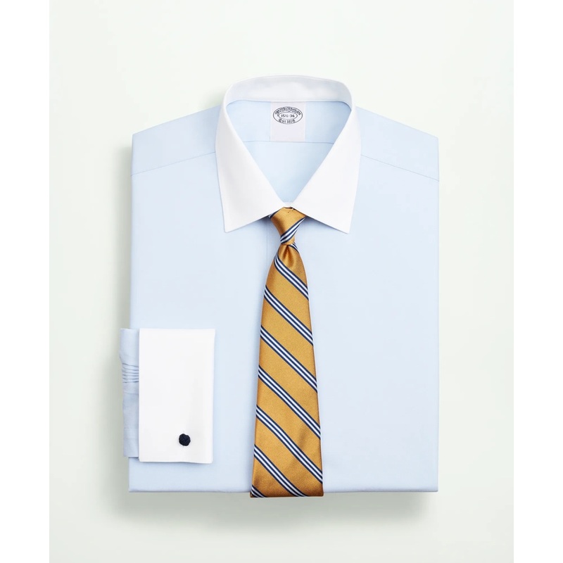 Stretch Supima Cotton Non-Iron Pinpoint Oxford Contrast Ainsley Collar Dress Shirt