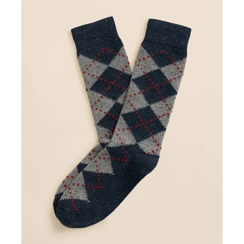 Wool-Silk Blend Argyle Socks