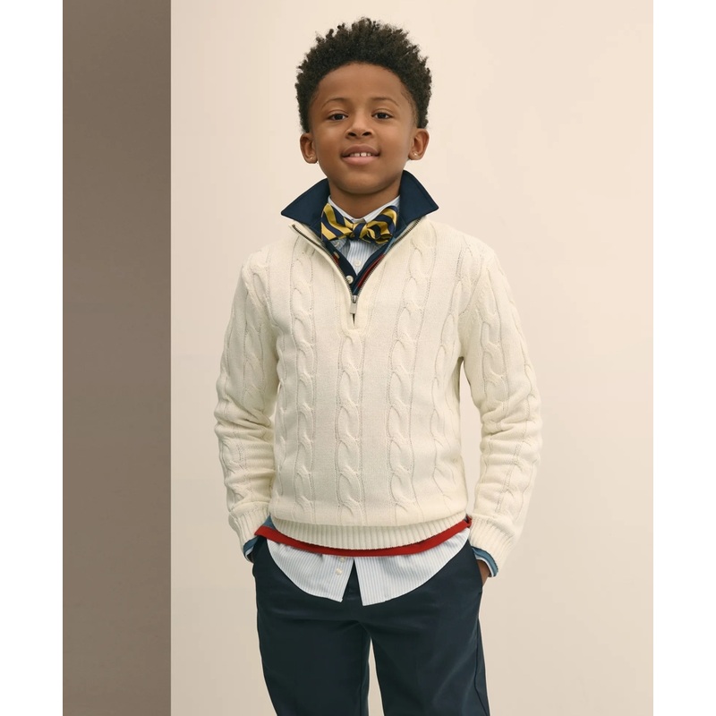 Boys Cotton Cable Knit Half-Zip Sweater