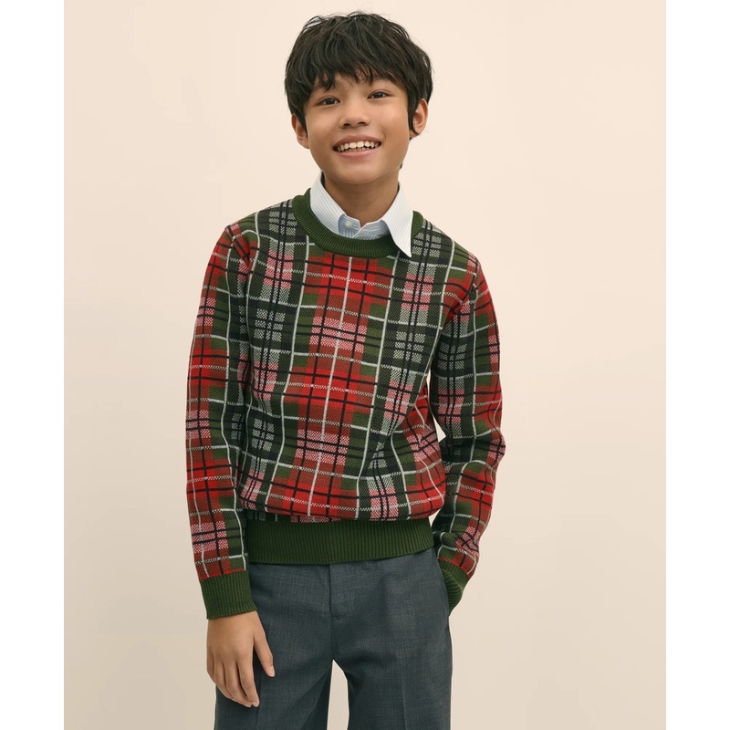 Boys Cotton Jacquard Tartan Sweater
