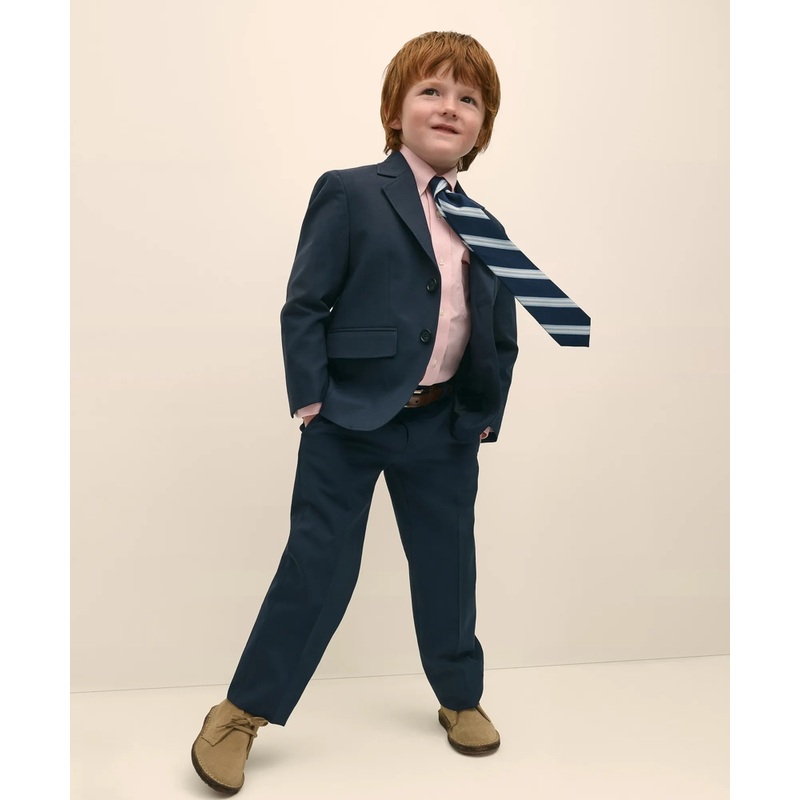 Boys Junior Plain-Front Wool Suit Pants