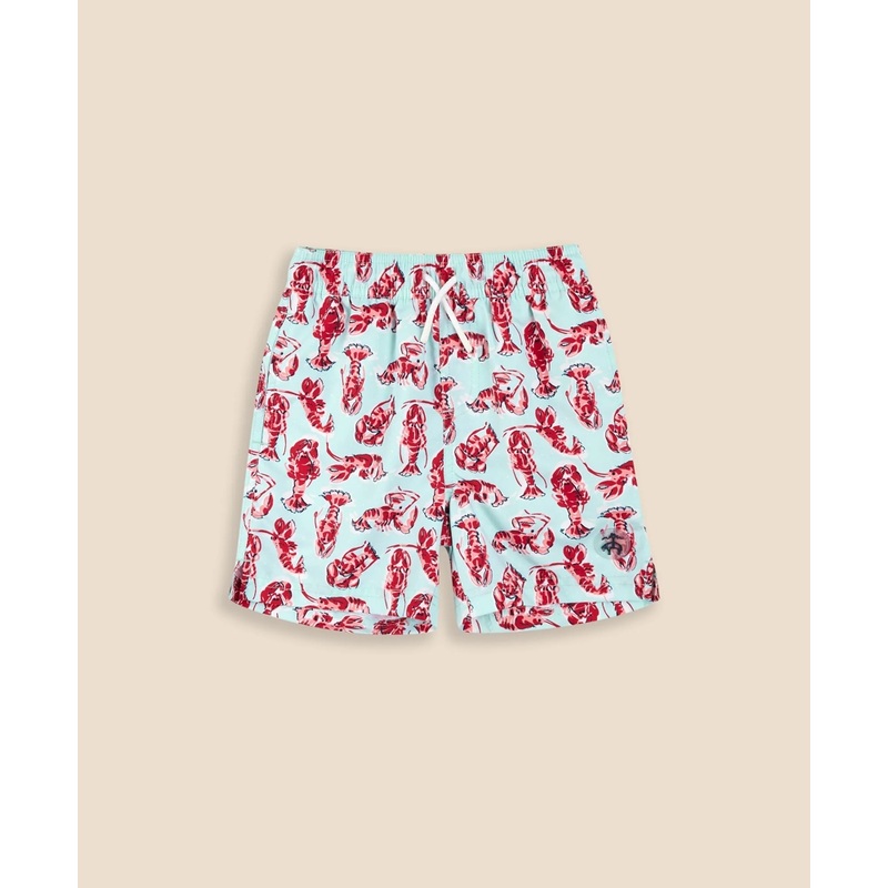 Boys Lobster Print Swim Trunks