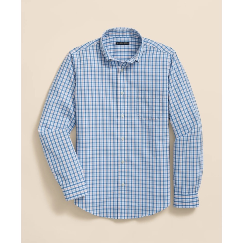 Boys Non-Iron Broadcloth Polo Button-Down Collar Check Sport Shirt