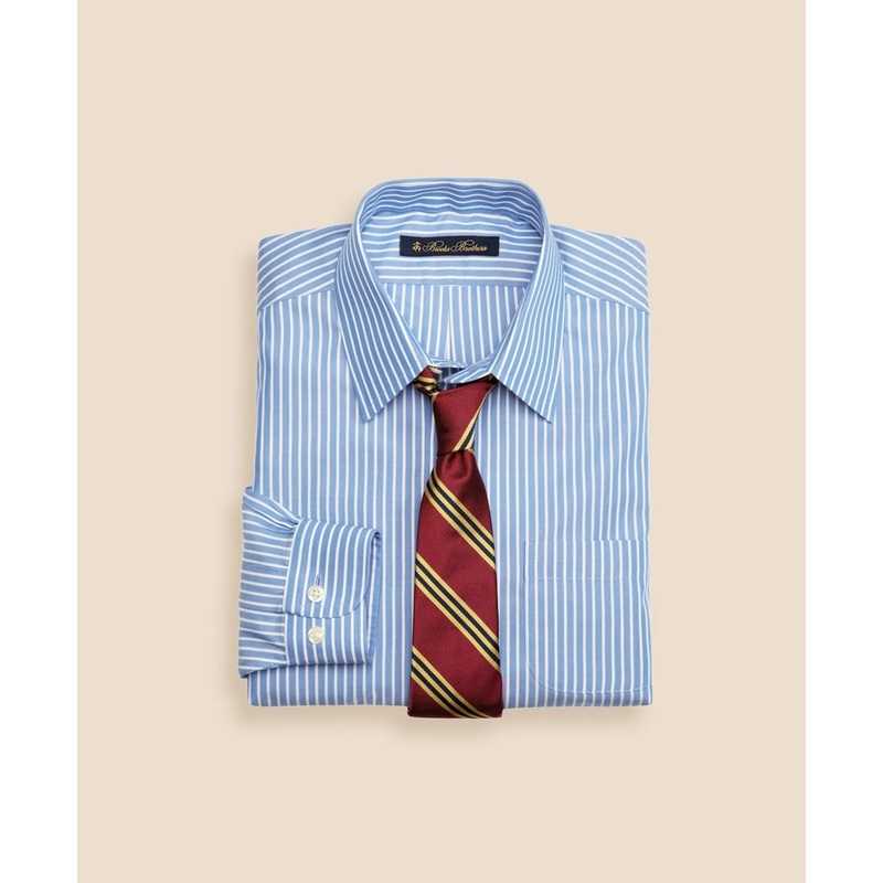 Boys Non-Iron Supima Cotton Broadcloth Ground Stripe Dress Shirt