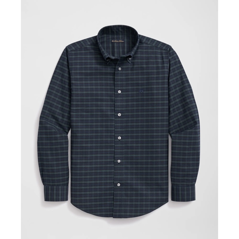 Boys Stretch  Cotton Non-Iron Oxford Polo Button Down Collar Black Watch Shirt