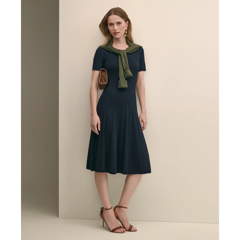 Cable-Knit Fit-and-Flare Sweater Dress