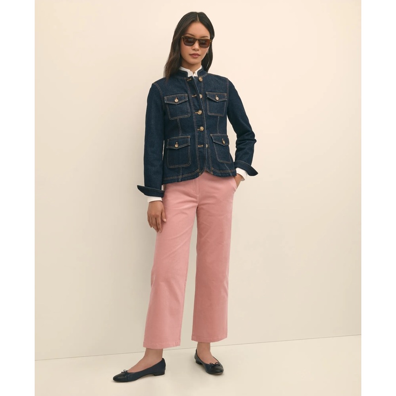 Cotton Corduroy Wide Leg Cropped Pants