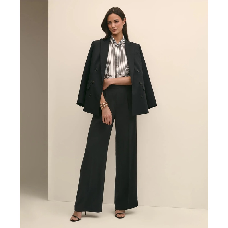 Easy Fit, Elastic Back Crepe Wide-Leg Pants