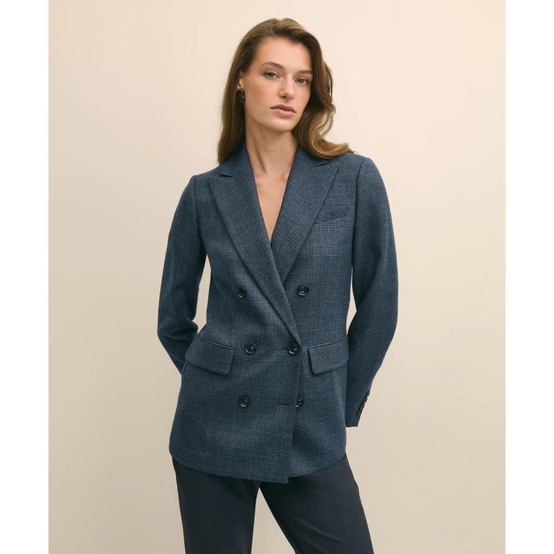 Wool Plaid Double-Breasted Jacket