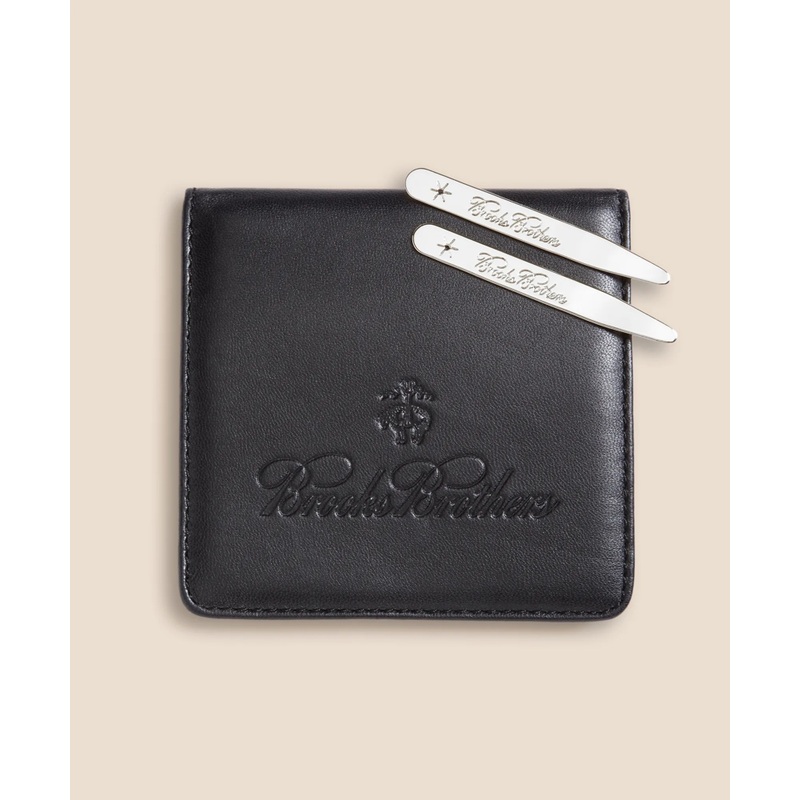 Metallic Collar Stays with Nappa Leather Case