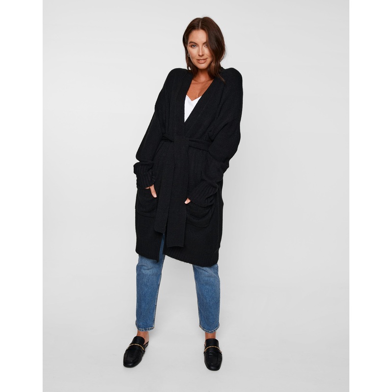 Black Belted Cardigan Black 6
