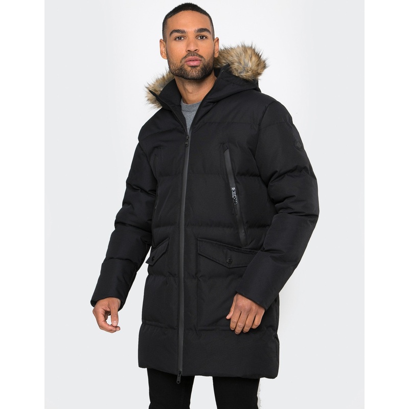 Black Longline Padded Parka Coat Black S