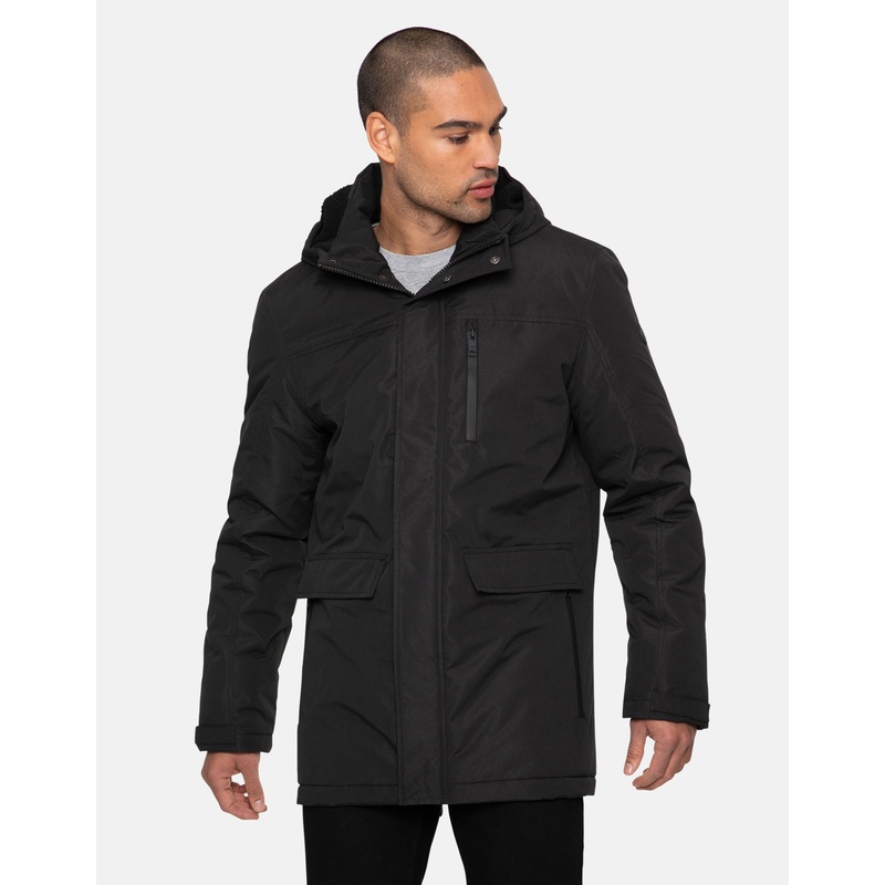 Black Plain Padded Coat Black S