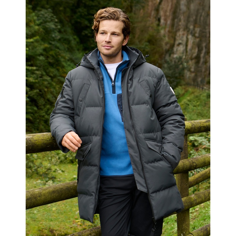 Charcoal Grey Longline Padded Jacket Charcoal Grey S