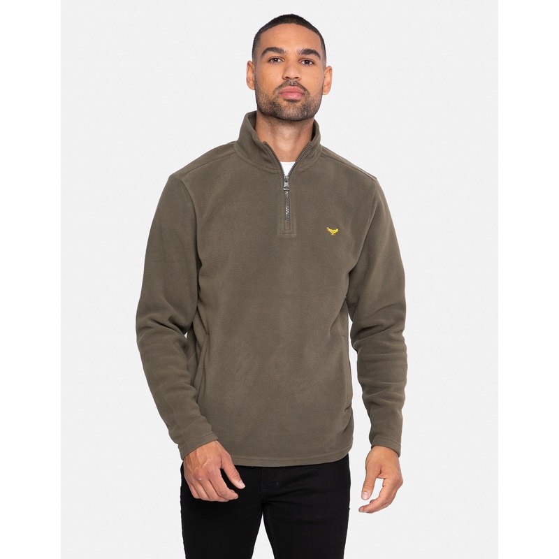 Khaki Green Quarter Zip Microfleece Sweatshirt Khaki Green S