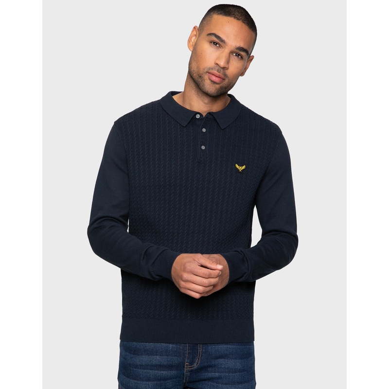 Navy Long Sleeve Polo Jumper Navy S