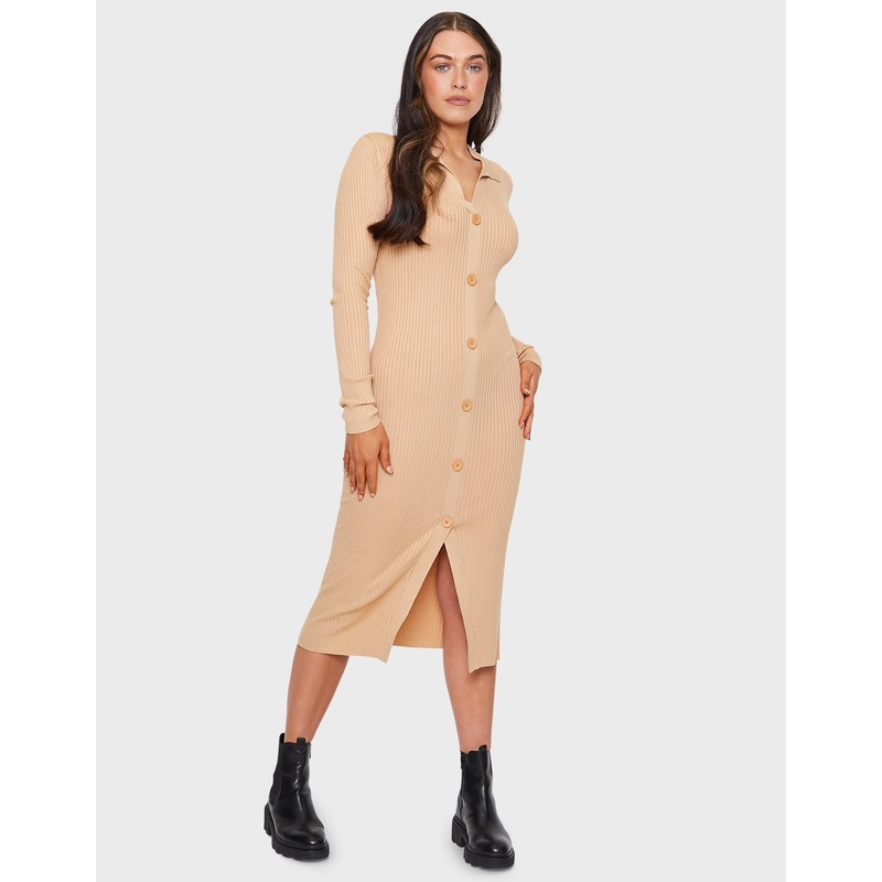 Stone Mock Cardigan Dress Stone 6