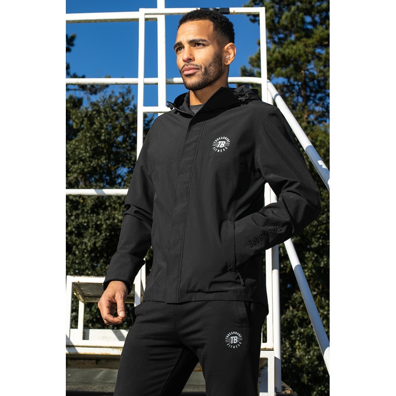 Black Hooded Sports Jacket Black S